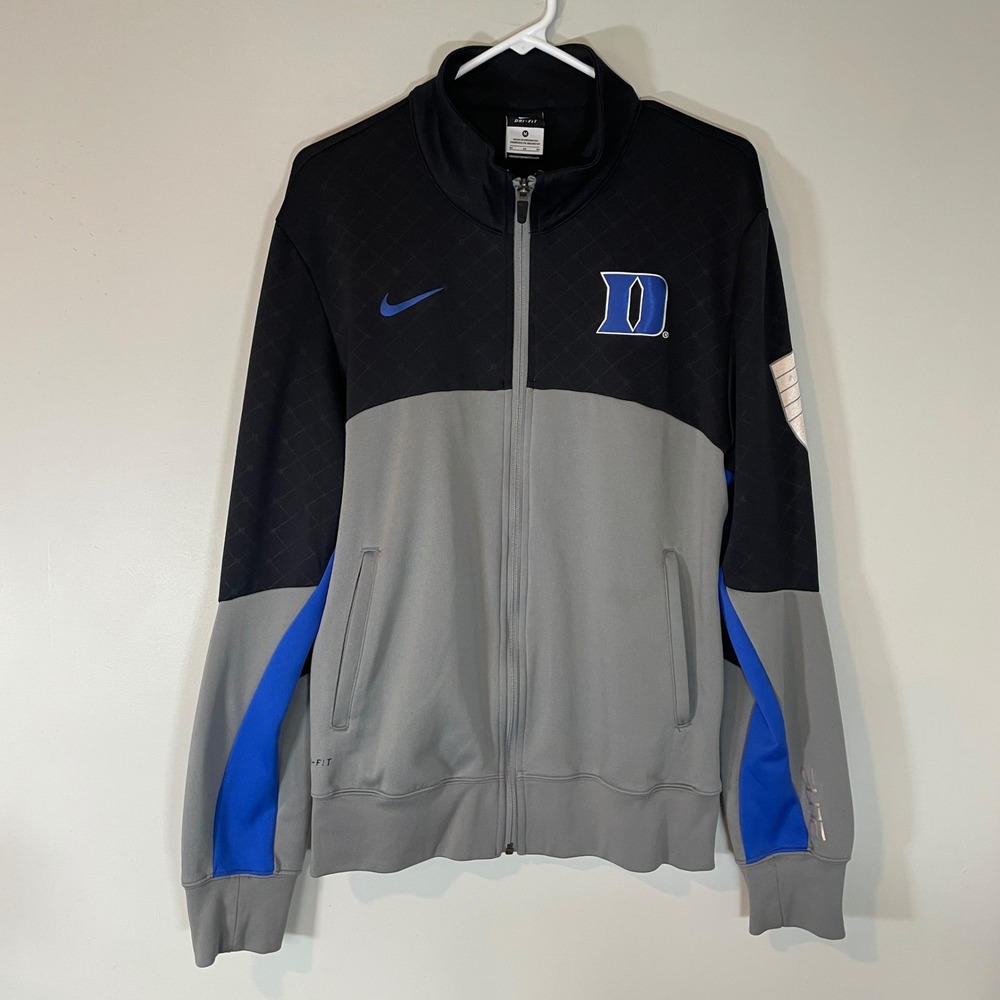 Nike Duke Blue Devils Elite Dri-FIT Track Jacket Mens Medium Black Grey Full Zip